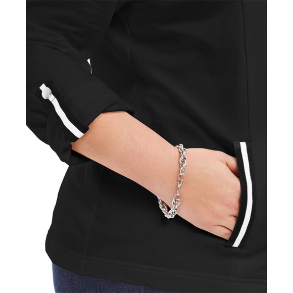 1X 3X Black French Terry Jacket Plus Size - Picture 2 of 7